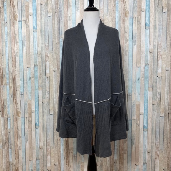 Paychi Guh S M Gray Open Back Cashmere Cardigan - Picture 2 of 8